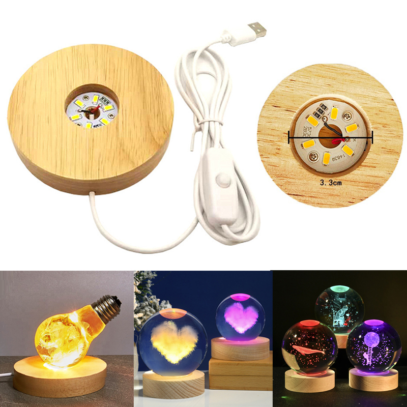 Lighting Decoration Stand - Hars Art Display Rond Hout Kleurrijk