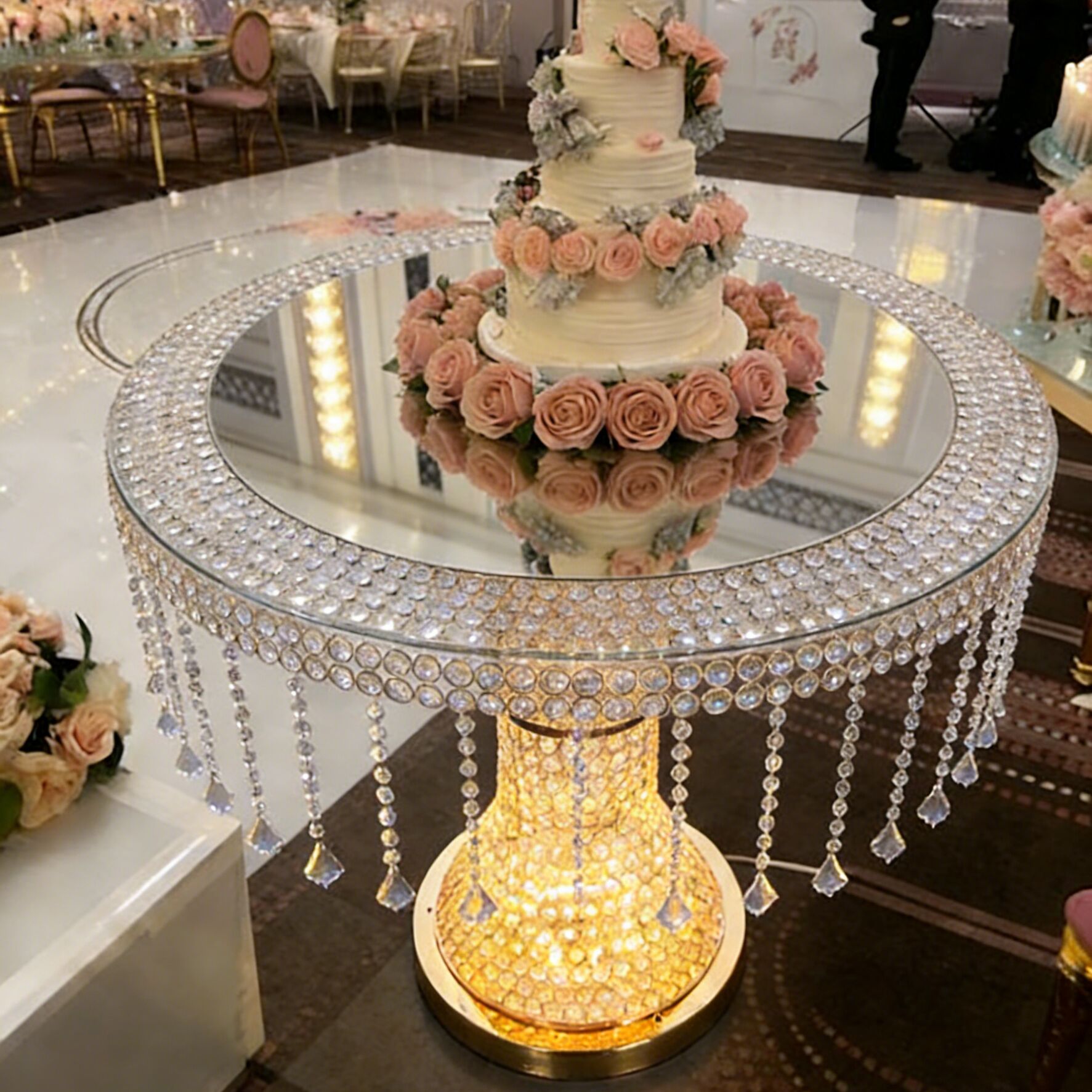 Lighting Decoration Stand - Luxe kristallen bruidstaartstandaard met LED-verlichting &