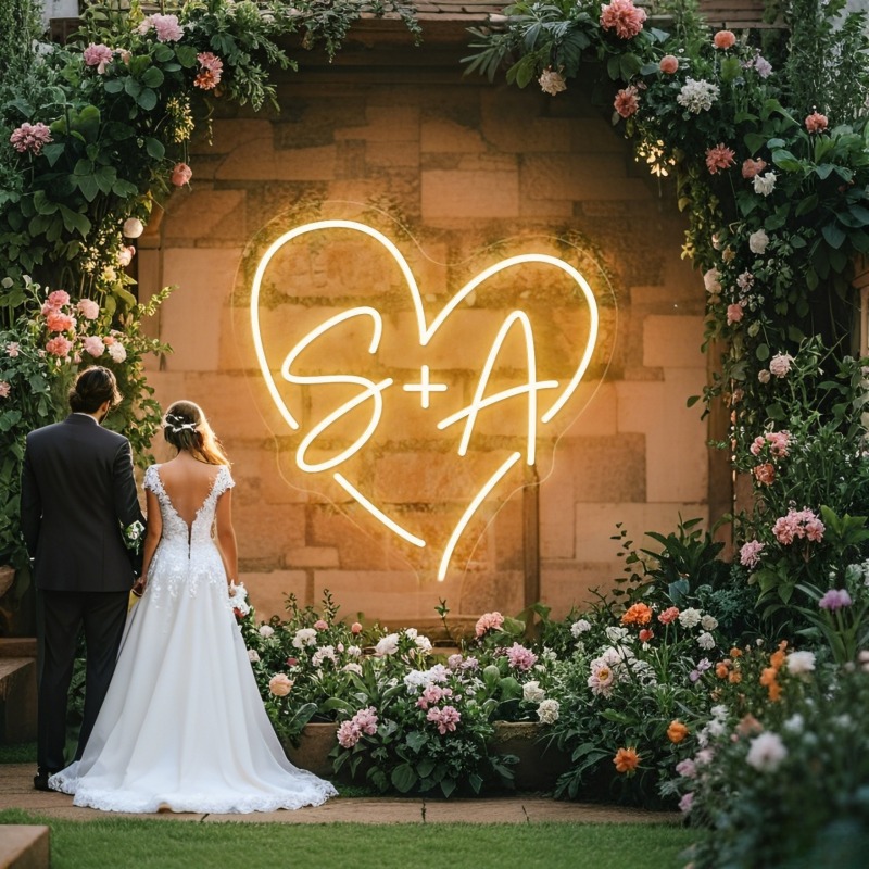 Lighting Decoration Wedding - Aangepaste initialen hart LED neon teken,