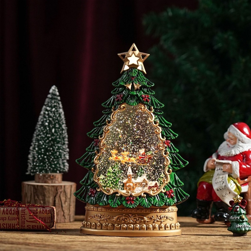 Home Decor Lighting Tree - Sneeuwbol Muziekdoos Kerst Santa Boom Decoratie