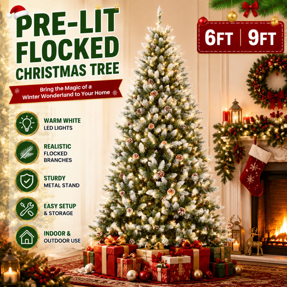 Lighting Decoration Stand - Voorgevormde kunstkerstboom met warmwitte LED-verlichting, 6'/9',