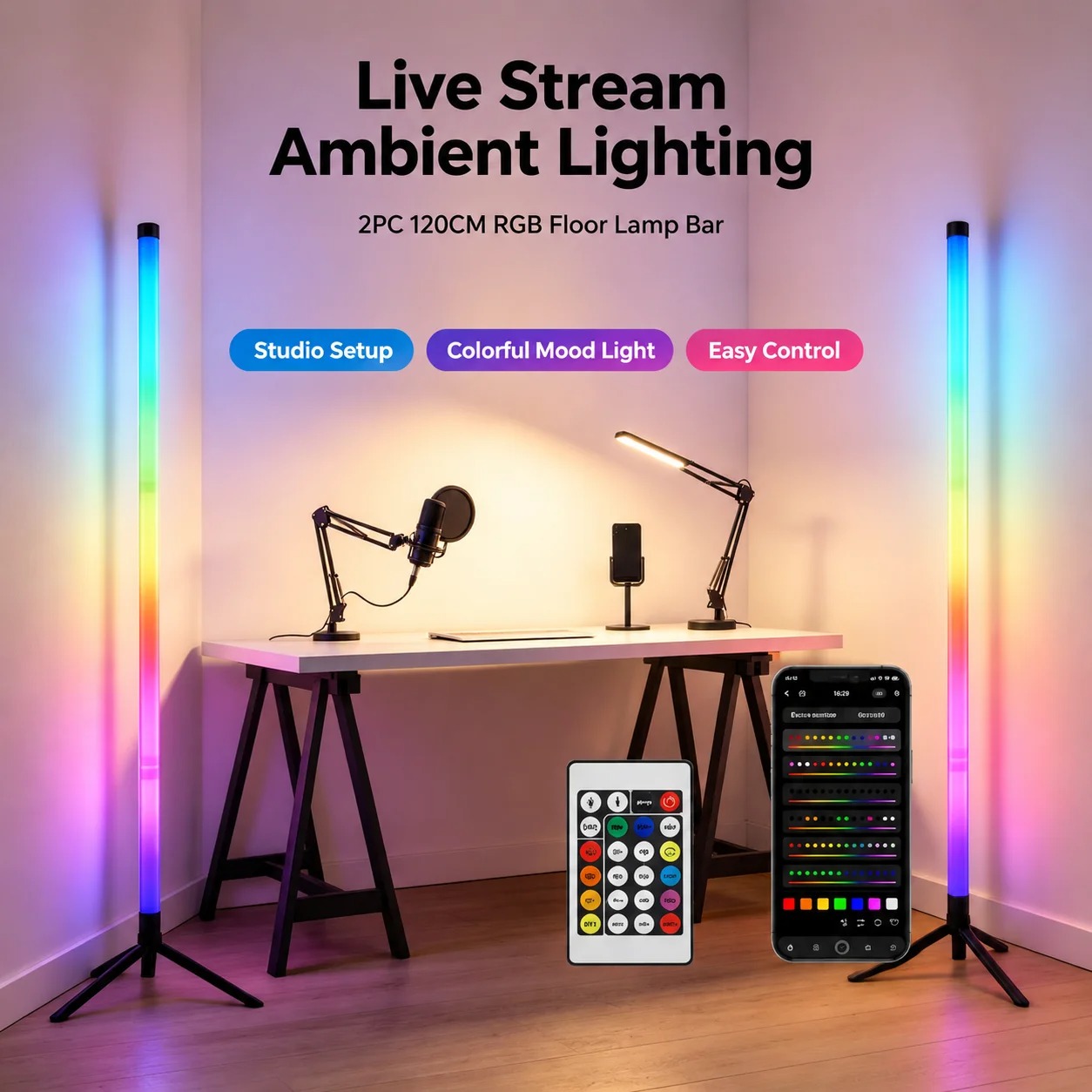 2-pack RGB LED hoeklamp, 120 c - Room Lighting Bedroom Decor recensie en prijs