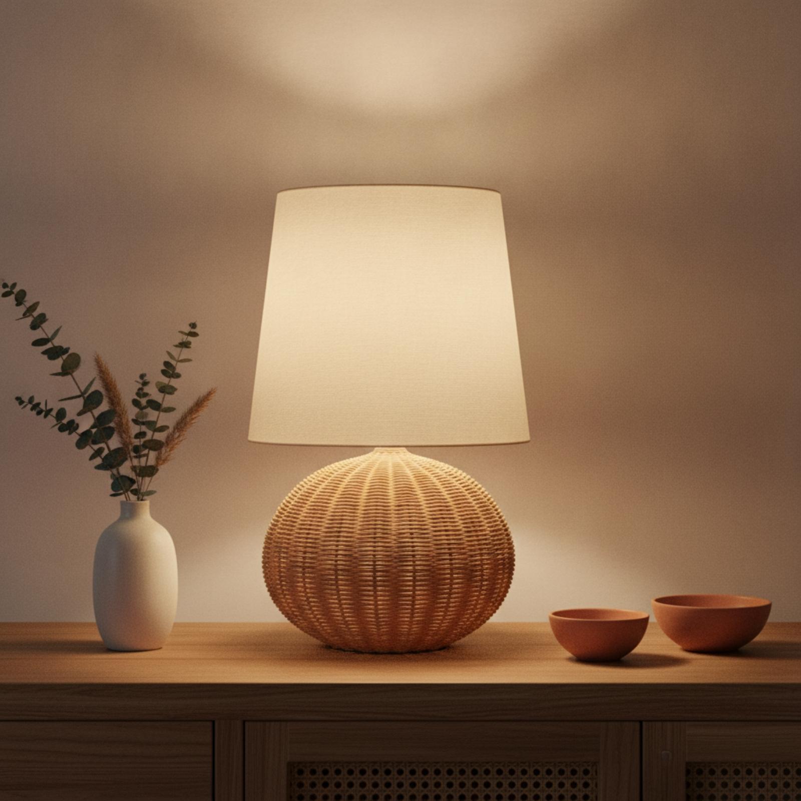Bedlampje met rotan voet en st - Room Lighting Bedroom Decor recensie en prijs