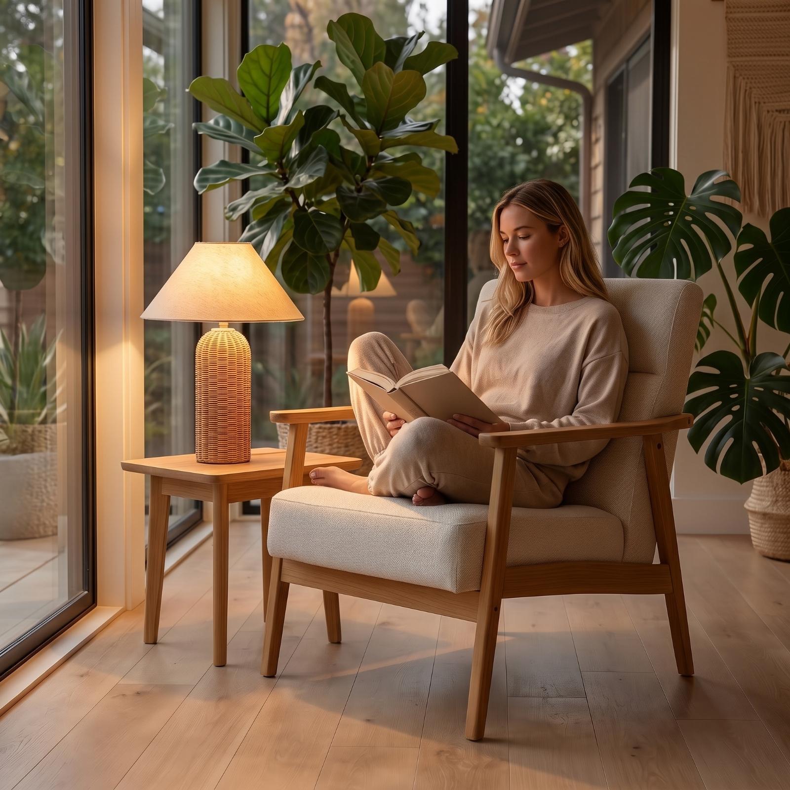 Bedlampje met rotan voet en st - Room Lighting Bedroom Decor recensie en prijs