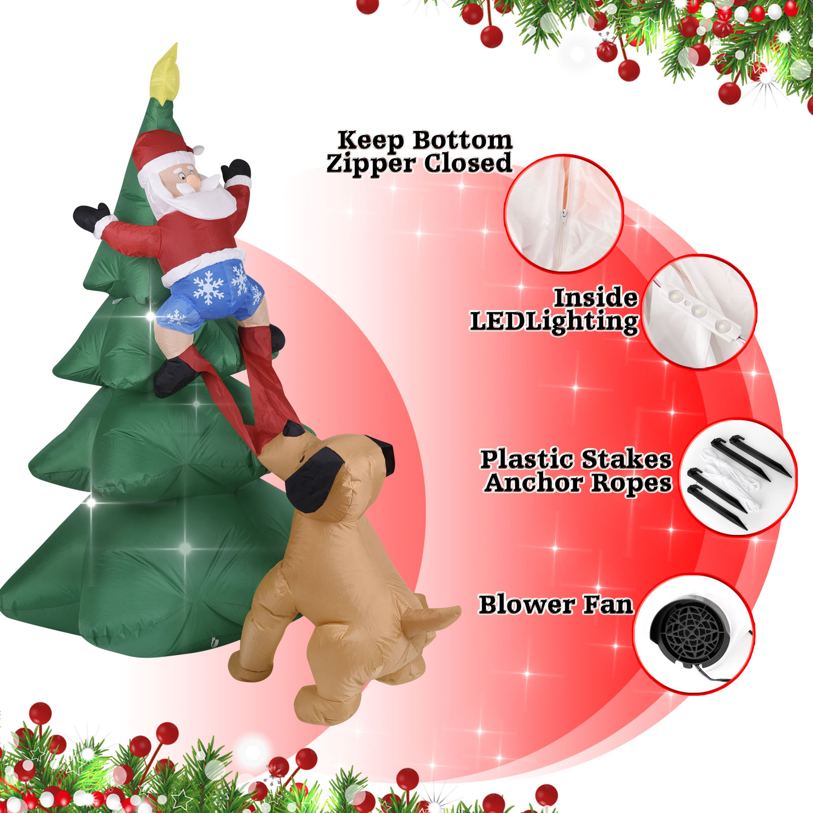 Kerst opblaasbare hond met ker - Home Decor Lighting Tree recensie en prijs