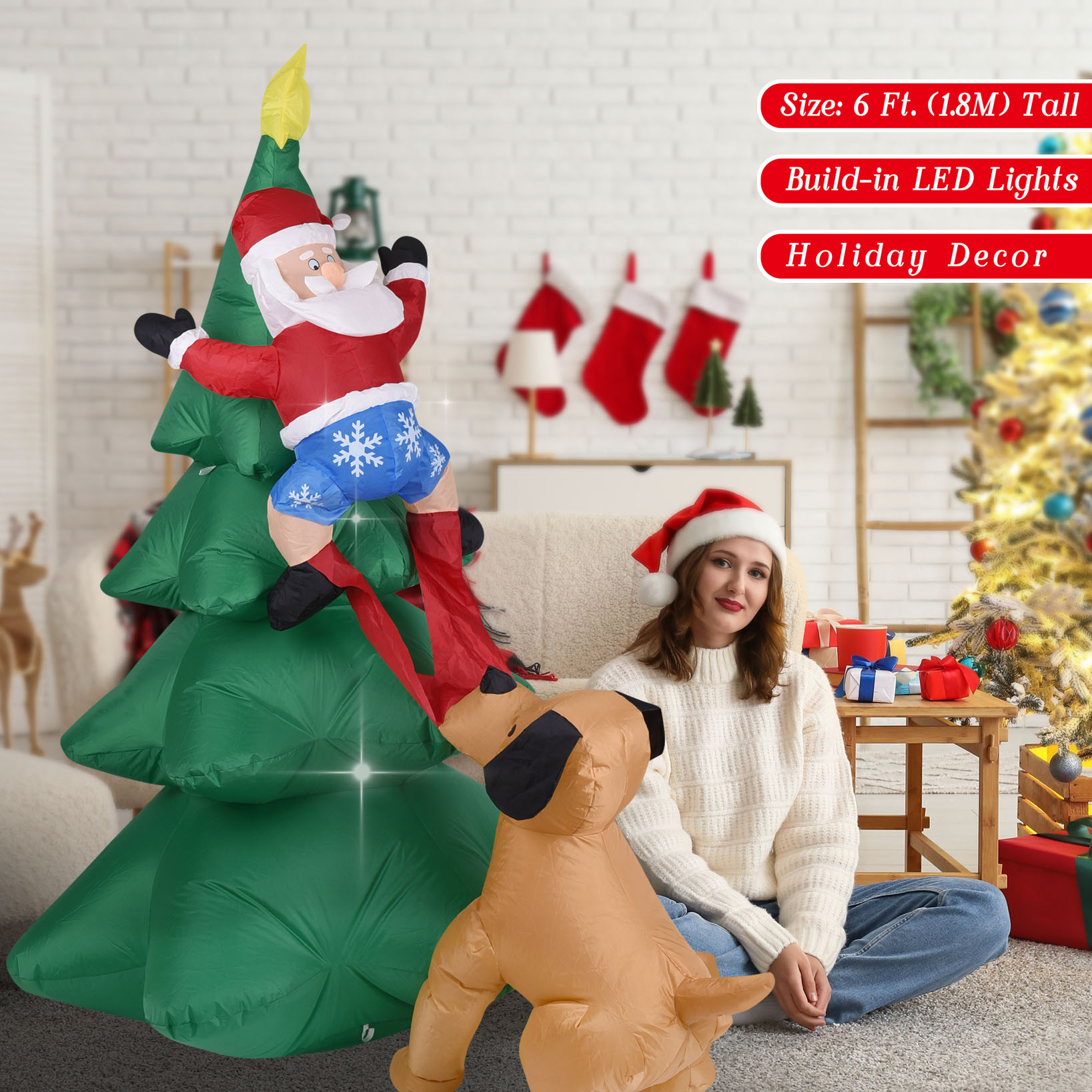 Kerst opblaasbare hond met ker - Home Decor Lighting Tree recensie en prijs