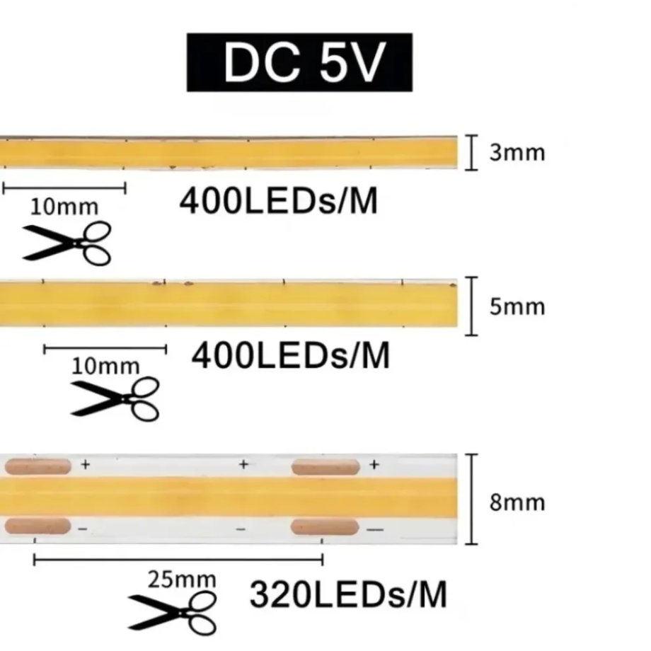 COB LED Strip Dimbaar 5V 3mm 5 - Lighting Decor And More recensie en prijs
