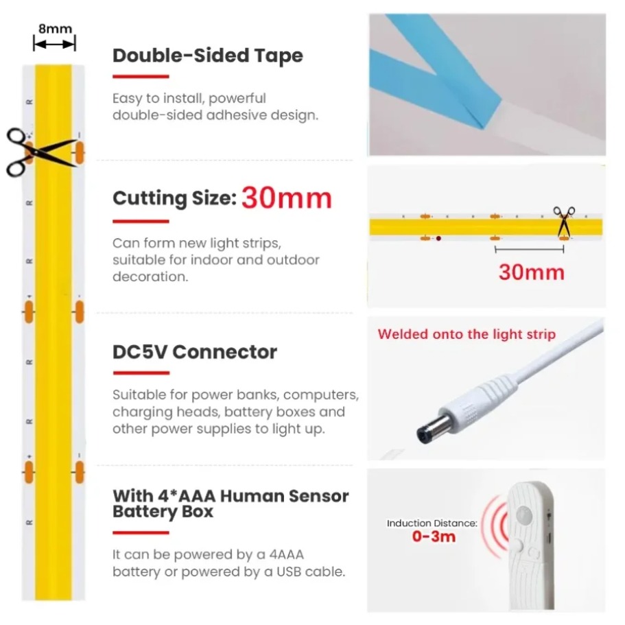 Dual-mode verstelbare 5V COB L - Lighting Decor And More recensie en prijs